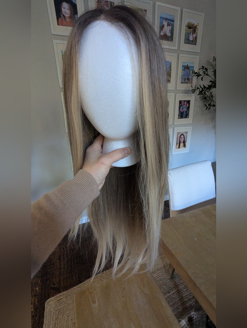 Blonde Ombre Straight Human Hair Wig - Natural Medium /Light Blonde